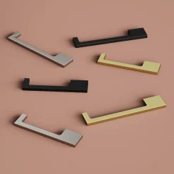 GoodHome Poignée de meuble Droit Skej aluminium mat noir l.158mm x l.7mm x H. 30mm entraxe 128mm