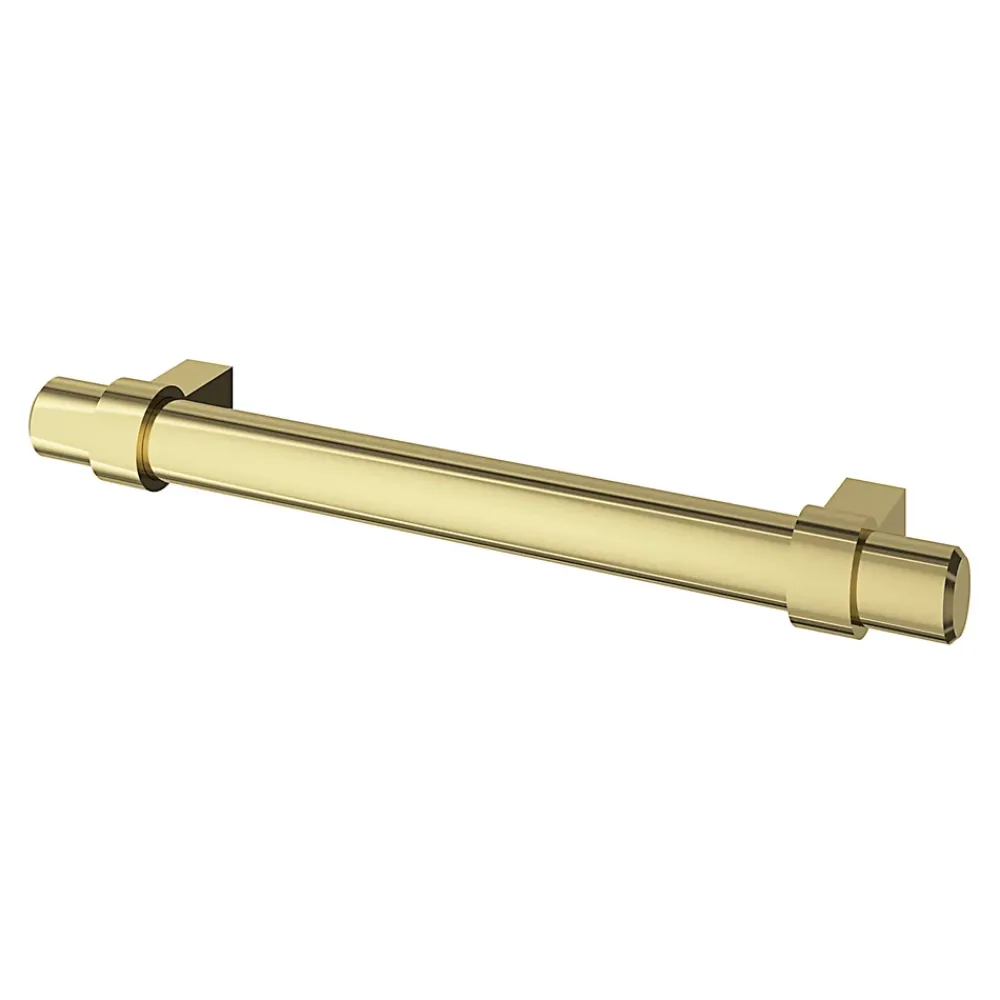 GoodHome Poignée de meuble en T Kerver acier et Zamac effet laiton doré l.168mm x l.18mm x H. 34mm entraxe 128mm