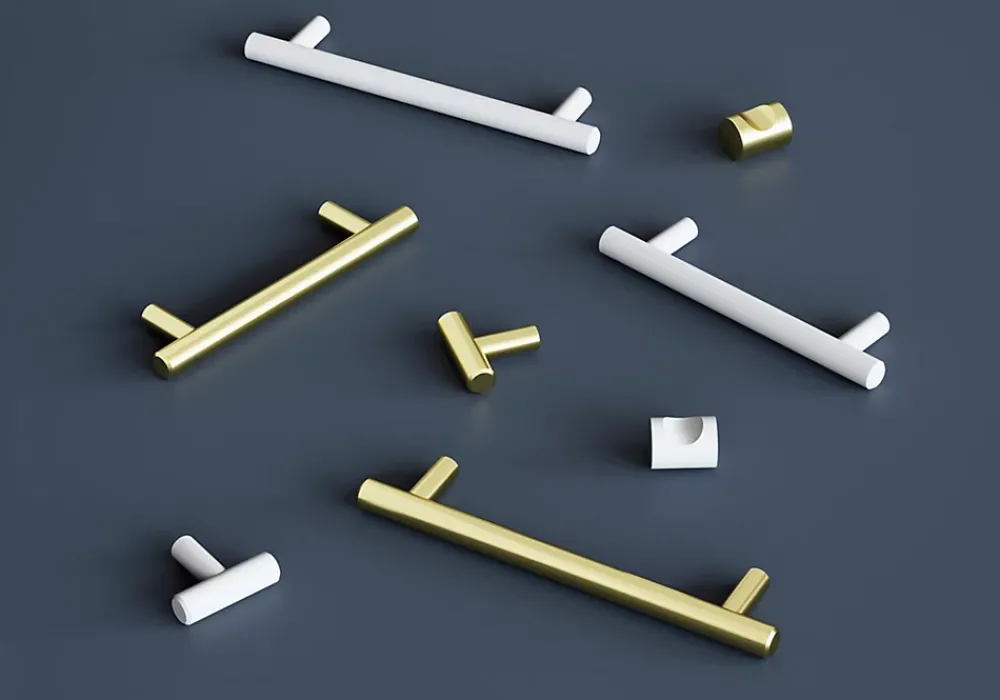 GoodHome Poignée De Meuble-Poignée de meuble en T Dizel acier mat blanc l.136mm x l.12mm x H. 35mm entraxe 96mm