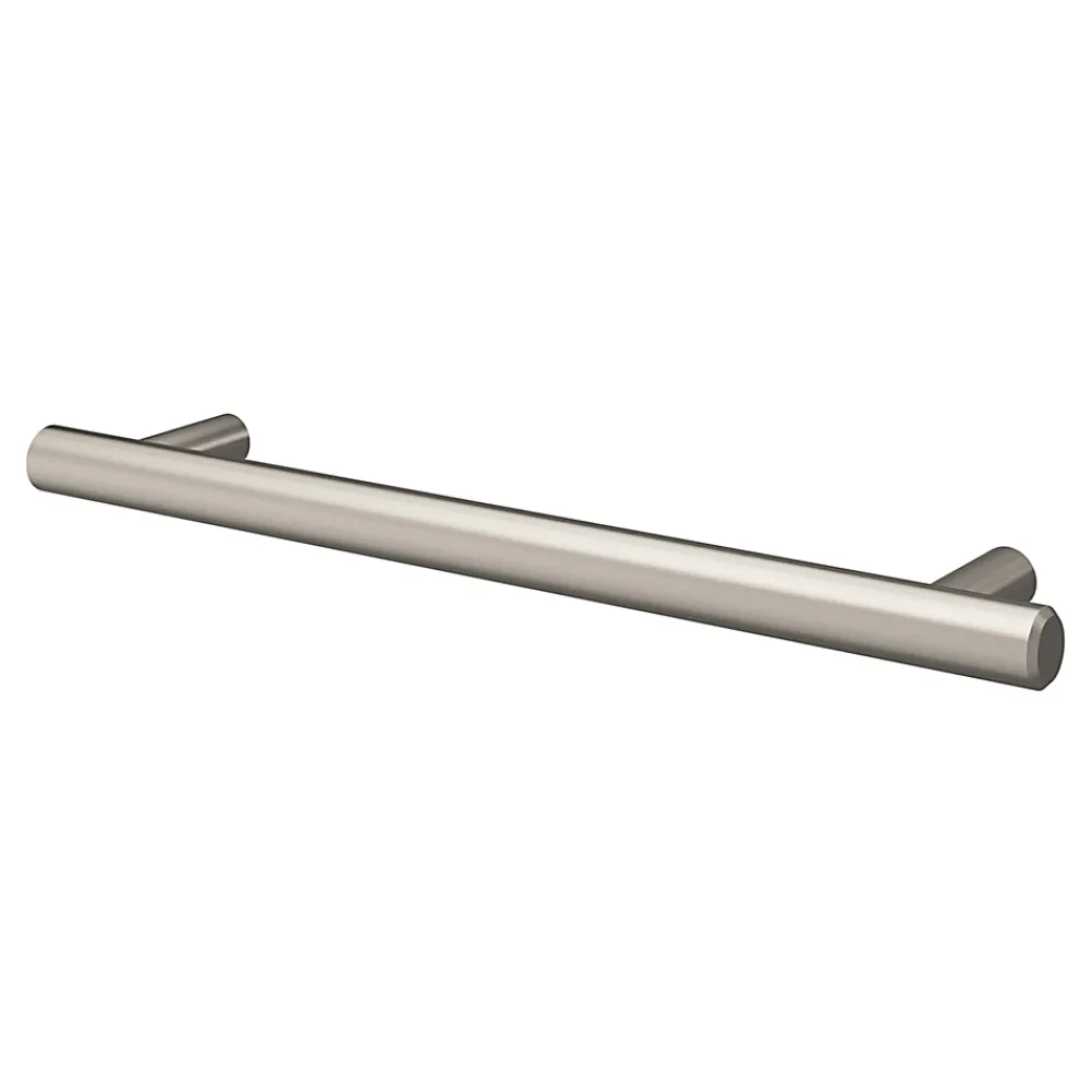 GoodHome Poignée De Meuble-Poignée de meuble en T Dizel acier effet nickel satin gris l.200mm x l.12mm x H. 35mm entraxe 160mm