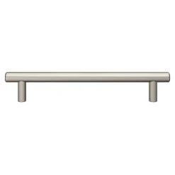 GoodHome Poignée De Meuble-Poignée de meuble en T Dizel acier effet nickel satin gris l.200mm x l.12mm x H. 35mm entraxe 160mm