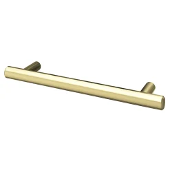 GoodHome Poignée De Meuble-Poignée de meuble en T Dizel acier effet laiton satin doré l.168mm x l.12mm x H. 35mm entraxe 128mm