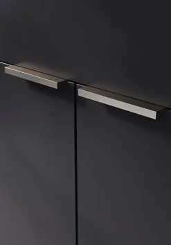 GoodHome Poignée De Meuble-Poignée de meuble Incurvé Skej aluminium effet nickel satin gris l.120mm x l.19mm x H. 35mm entraxe 96mm