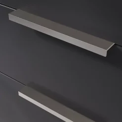 GoodHome Poignée de meuble Incurvé Skej aluminium effet nickel satin gris l.152mm x l.19mm x H. 35mm entraxe 128mm