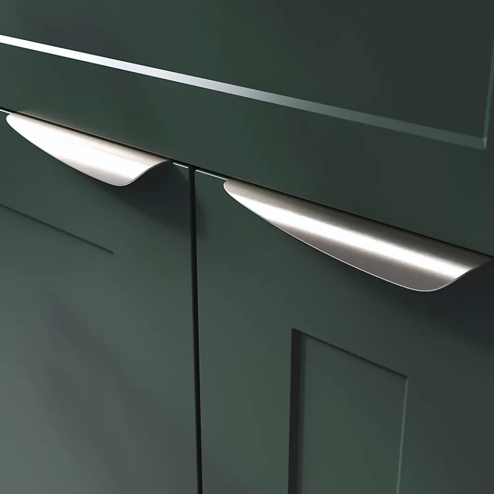 GoodHome Poignée de meuble Incurvé Mehaban effet nickel satin gris l.170mm x l.44mm x H. 18mm entraxe 128mm