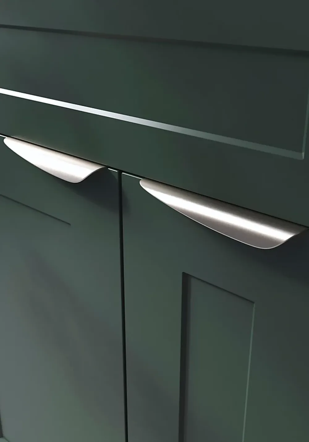 GoodHome Poignée de meuble Incurvé Mehaban effet nickel satin gris l.170mm x l.44mm x H. 18mm entraxe 128mm
