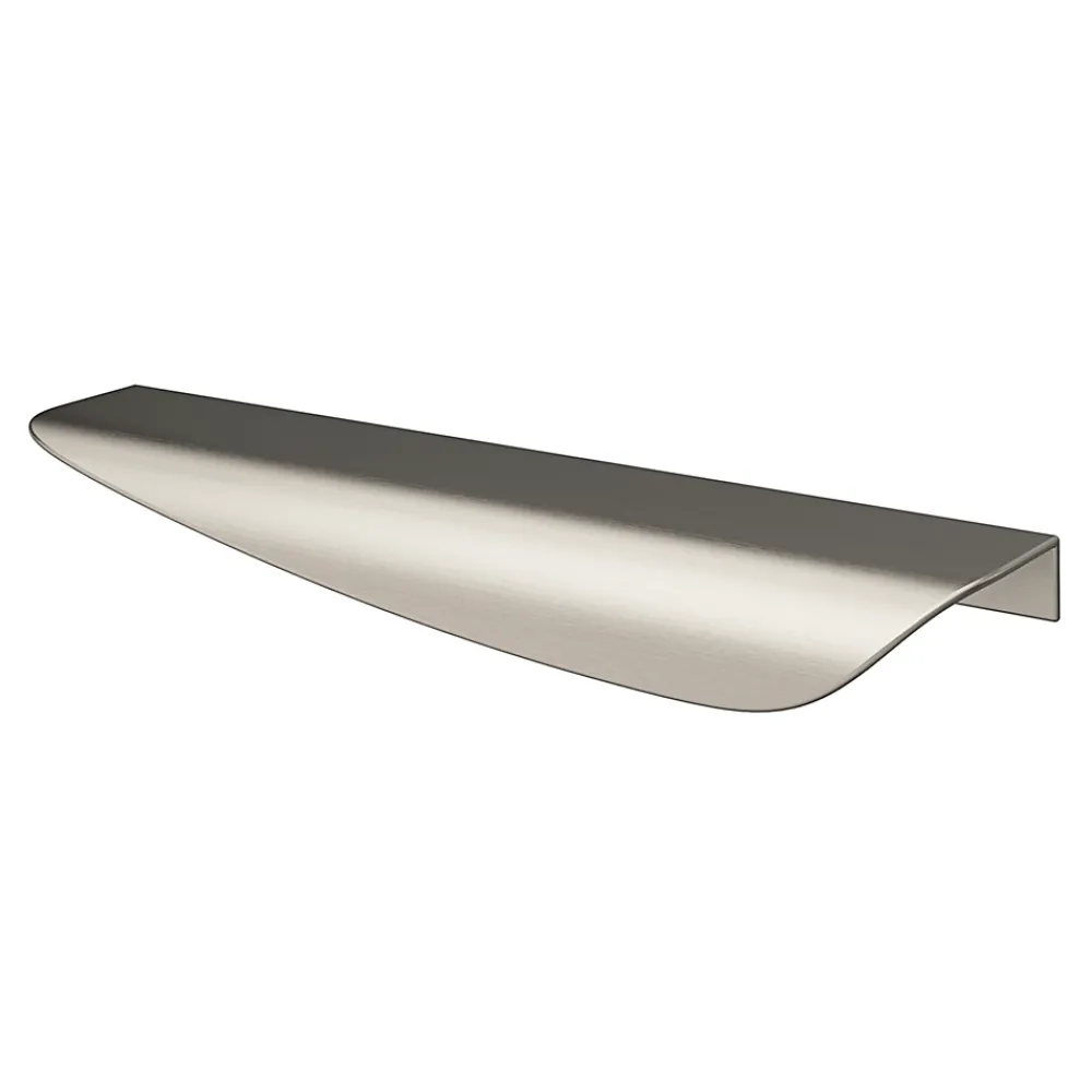 GoodHome Poignée de meuble Incurvé Mehaban effet nickel satin gris l.170mm x l.44mm x H. 18mm entraxe 128mm
