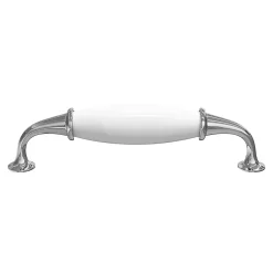 GoodHome Poignée de meuble nœud Porcelaine Vras chrome brillant l.14.2cm x h.2cm x p.3.7cm