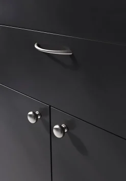 GoodHome Poignée De Meuble-Poignée de meuble nœud Primel effet nickel satin gris l.114mm x l.11mm x H. 27mm entraxe 96mm