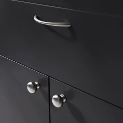 GoodHome Poignée De Meuble-Poignée de meuble nœud Primel effet nickel satin gris l.114mm x l.11mm x H. 27mm entraxe 96mm