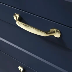 GoodHome Poignée De Meuble-Poignée de meuble nœud Prat aluminium effet laiton doré l.162mm x l.10mm x H. 26mm entraxe 128mm