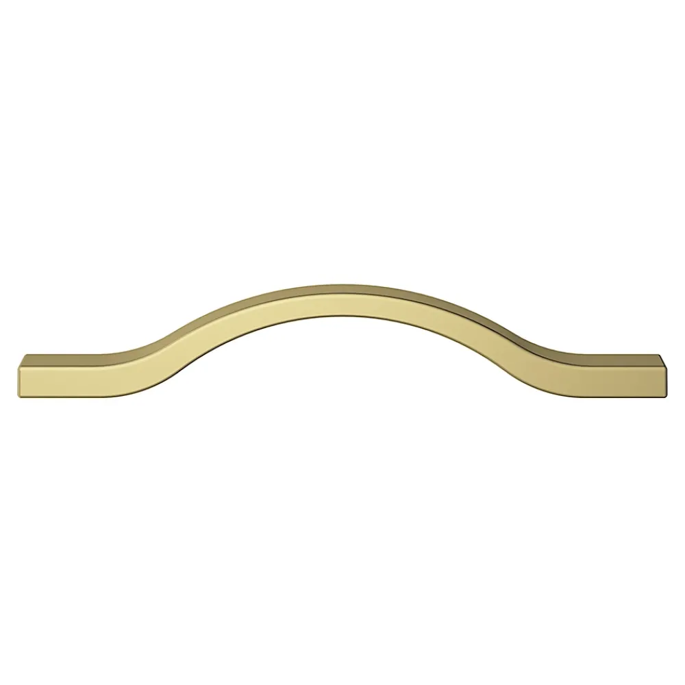 GoodHome Poignée De Meuble-Poignée de meuble nœud Prat aluminium effet laiton doré l.162mm x l.10mm x H. 26mm entraxe 128mm