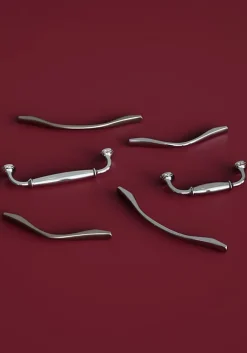 GoodHome Poignée De Meuble-Poignée de meuble nœud Ruis effet nickel satin gris l.169mm x l.10mm x H. 25mm entraxe 128mm