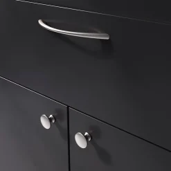 GoodHome Poignée de meuble nœud Primel effet nickel satin gris l.160mm x l.9mm x H. 27mm entraxe 128mm