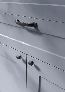GoodHome Poignée de meuble nœud Govlin aluminium mat noir l.131mm x l.19mm x H. 24mm entraxe 96mm