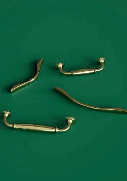 GoodHome Poignée De Meuble-Poignée de meuble nœud Ruis effet laiton doré l.169mm x l.10mm x H. 25mm entraxe 128mm