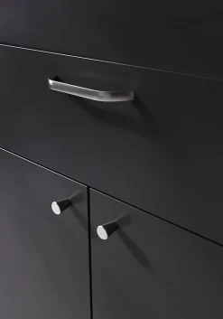 GoodHome Poignée de meuble nœud Irvil aluminium effet nickel satin gris l.142mm x l.12mm x H. 30mm entraxe 128mm
