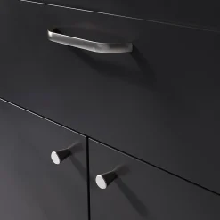 GoodHome Poignée de meuble nœud Irvil aluminium effet nickel satin gris l.142mm x l.12mm x H. 30mm entraxe 128mm