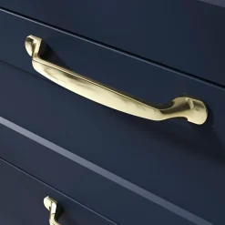 GoodHome Poignée de meuble nœud Govlin aluminium effet laiton doré l.164mm x l.20mm x H. 24mm entraxe 128mm