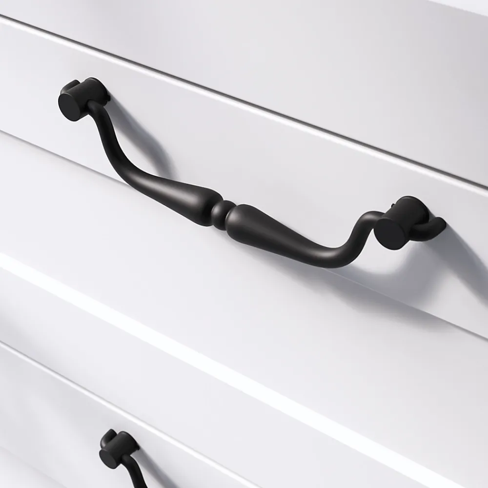 GoodHome Poignée de meuble nœud Kilhog mat noir l.143mm x H. 35mm entraxe 128mm