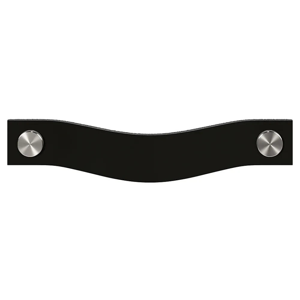 GoodHome Poignée de meuble nœud Hezo cuir et métal satin noir l.153mm x H. 24mm entraxe 128mm