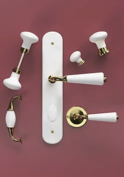 GoodHome Poignée De Meuble-Poignée de meuble nœud Porcelaine Vras blanc 96mm