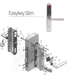 Autres Poignée électronique à code Easykey Slim DOM Serrure pour porte intérieure droite