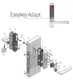 Autres Serrure Connectée-Poignée électronique serrure à code Easykey DOM serrure inox porte intérieure 50 mm sans clé