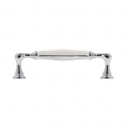 Hardwarexchange Poignée De Meuble-Poignée pour meubles en zamac et porcelaine Entraxe 96 chrome poli