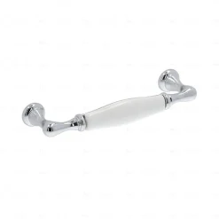 Hardwarexchange Poignée De Meuble-Poignée pour meubles en zamac et porcelaine Entraxe 96 chrome poli