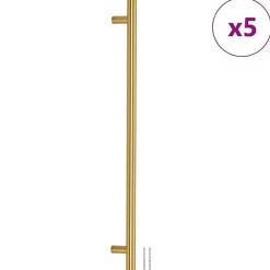 Vidaxl Poignées d armoire 5 pcs doré 480 mm acier inoxydable