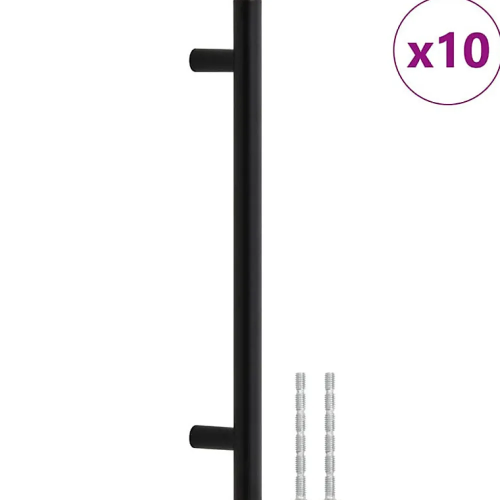 Vidaxl Poignée De Meuble-Poignées d armoire 10 pcs noir 160 mm acier inoxydable