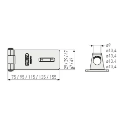 Abus Loquet, Targette Et Moraillon De Porte-Porte-cadenas pliable Acier galvanisé-75 mm.