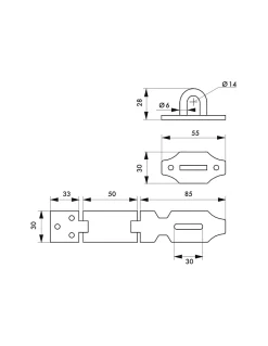Thirard Loquet, Targette Et Moraillon De Porte-Porte cadenas, recouvrement acier 140mm -