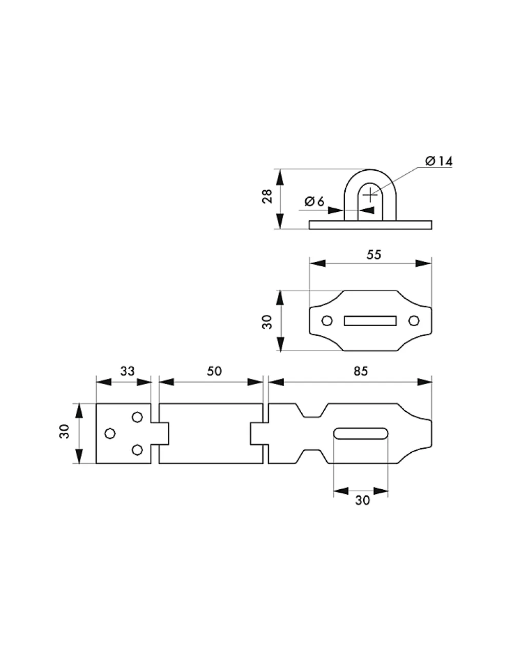 Thirard Loquet, Targette Et Moraillon De Porte-Porte cadenas, recouvrement acier 140mm -