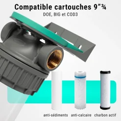 Sinea Adoucisseur D'Eau-Porte filtres à eau simple 9' 3/4 3P ECOSOFT filtration sous évier connexion 1'