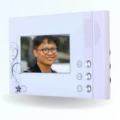 BT SECURITY Portier interphone vidéo classic-2 4 fils - 1 écran blanc - avec lecteur de badge