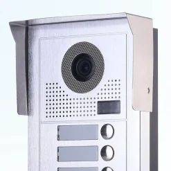 BT SECURITY Visiophone-Portier interphone vidéo modern 2 fils - 3 appartements - 3 écrans noirs - avec lecteur de badge