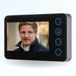 BT SECURITY Portier interphone vidéo modern 2 fils - 1 appartement - 1 écran noir - avec lecteur de badge