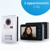 BT SECURITY Visiophone-Portier interphone vidéo modern 2 fils - 2 appartements - 2 écrans noirs