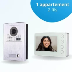 BT SECURITY Portier interphone vidéo modern 2 fils - 1 appartement - 1 écran blanc