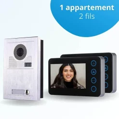 BT SECURITY Portier interphone vidéo modern 2 fils - 1 appartement - 2 écrans noirs