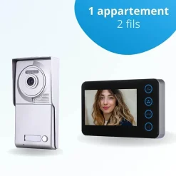 BT SECURITY Visiophone-Portier interphone vidéo neo 2 fils - 1 appartement - 1 écran noir