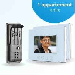 BT SECURITY Visiophone-Portier interphone vidéo pili 4 fils - 2 écrans blancs 7