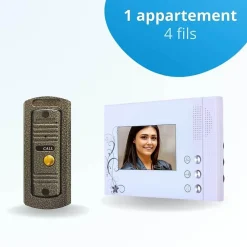 BT SECURITY Portier interphone vidéo pino 4 fils - 1 écran blanc