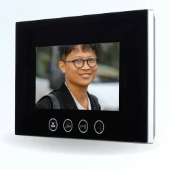 BT SECURITY Visiophone-Portier interphone vidéo pino 4 fils pour 2 entrées - 1 appartement - 2 platines - 1 écran noir 7