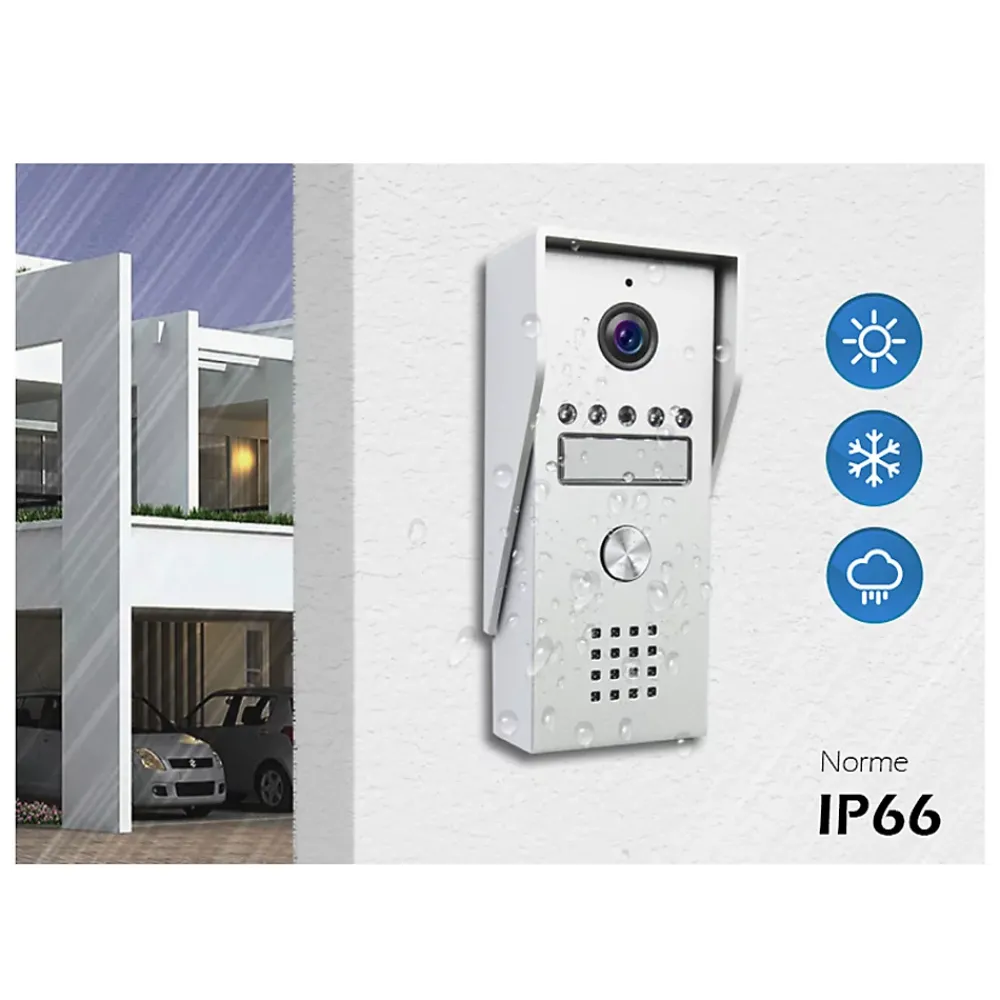 Kyf Portier Vidéo filaire connecté Wifi avec Ecran tactile 7p, 2 fils, Contrôle vocal
