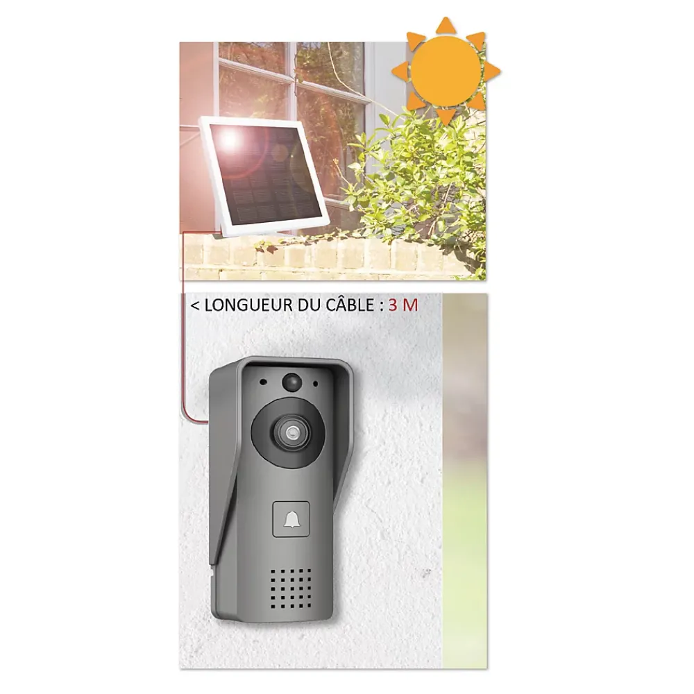 Kyf Portier Vidéo Solaire connecté Wifi avec Carillon intérieur 60 mélodies