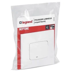 Legrand Interrupteur Encastrable-Poussoir lumineux Neptune plastique blanc