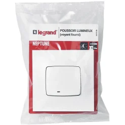 Legrand Interrupteur Encastrable-Poussoir lumineux Neptune plastique blanc